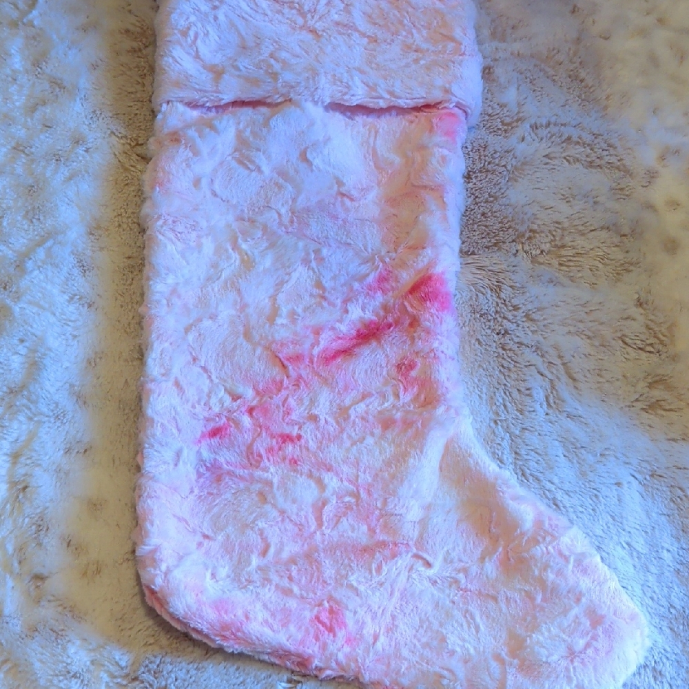 Pink Plush Holiday Stocking